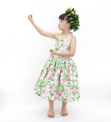 Hula Kids Shantung Dress with Lehua Print / Luxury Collection / White Red / Jp49whrd