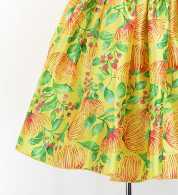 Hula Kids Shantung Dress with Lehua Print / Luxury Collection / Yellow / Jp49ye