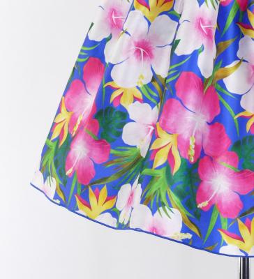 Hula Kids Shantung Dress with Hibiscus Print / Luxury Collection / Blue / Jp50bl