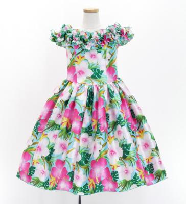 Hula Kids Shantung Dress with Hibiscus Print / Luxury Collection / Light Blue / Jp50lbl