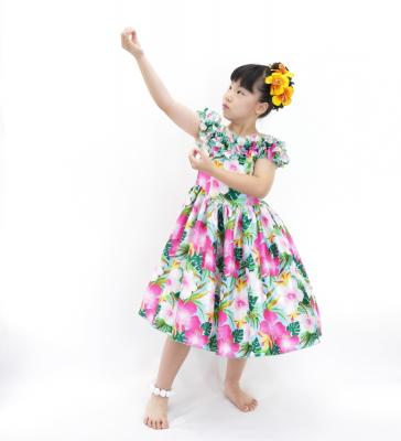 Hula Kids Shantung Dress with Hibiscus Print / Luxury Collection / Light Blue / Jp50lbl