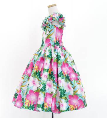 Hula Kids Shantung Dress with Hibiscus Print / Luxury Collection / Light Blue / Jp50lbl