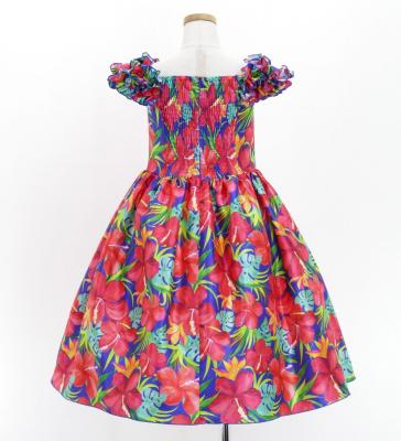 Hula Kids Shantung Dress with Hibiscus Print / Luxury Collection / Purple / Jp50pu