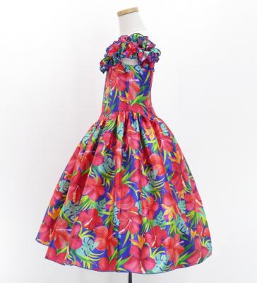Hula Kids Shantung Dress with Hibiscus Print / Luxury Collection / Purple / Jp50pu