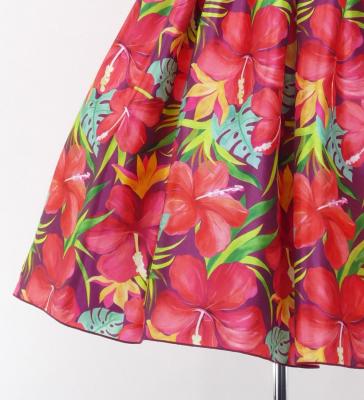 Hula Kids Shantung Dress with Hibiscus Print / Luxury Collection / Red Purple / Jp50rdpu