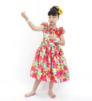 Hula Kids Shantung Dress with Hibiscus Print / Luxury Collection / White / Jp50wh