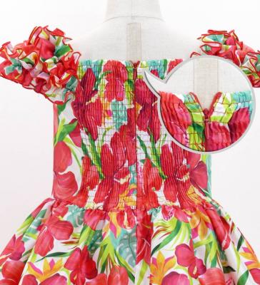 Hula Kids Shantung Dress with Hibiscus Print / Luxury Collection / White / Jp50wh