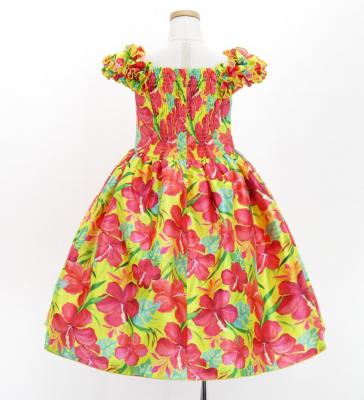 Hula Kids Shantung Dress with Hibiscus Print / Luxury Collection / Yellow / Jp50ye