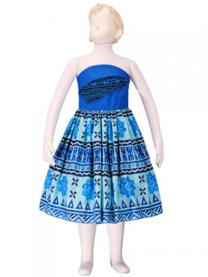 Hula Kids Midi Dress with Kahiko Print / Blue / Gp6bl