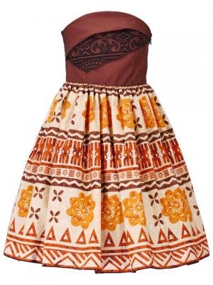 Hula Kids Midi Dress with Kahiko Print / Brown / Gp6br