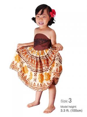 Hula Kids Midi Dress with Kahiko Print / Brown / Gp6br