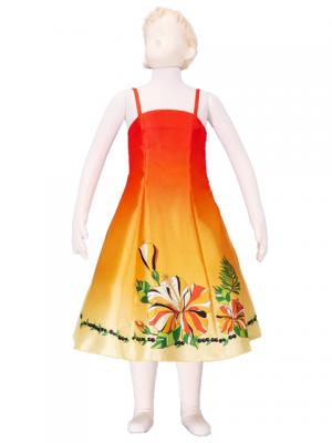 Hula Kids Satin Dress with Hibiscus / Luxury Collection / Orange / Jp8o