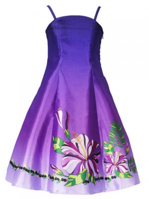 Hula Kids Satin Dress with Hibiscus / Luxury Collection / Purple / Jp8p
