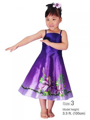 Hula Kids Satin Dress with Hibiscus / Luxury Collection / Purple / Jp8p