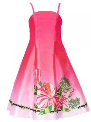 Hula Kids Satin Dress with Hibiscus / Luxury Collection / Pink / Jp8pi