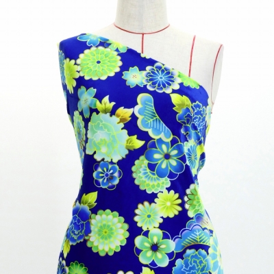 Japan Fabric / Chrysanthemum, Peony & Pine / JWA-001-BL
