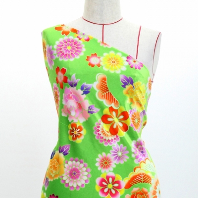 Japan Fabric / Chrysanthemum, Peony & Pine / JWA-001-GR