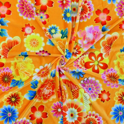 Japan Fabric / Chrysanthemum, Peony & Pine / JWA-001-OR