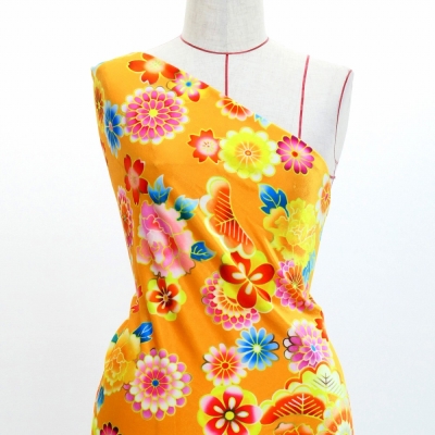 Japan Fabric / Chrysanthemum, Peony & Pine / JWA-001-OR