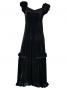 Hula Long Velvet Dress with Frills / Black / G1078b