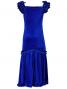 Hula Long Velvet Dress with Frills  / Blue / G1078bl