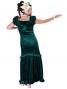 Hula Long Velvet Dress with Frills / Green / G1078g