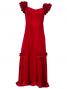 Hula Long Velvet Dress with Frills / Red / G1078r