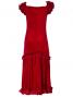 Hula Long Velvet Dress with Frills / Red / G1078r