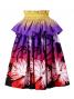 Hula Frilled Pa'u Skirt with Lehua Print / Gradation / Yellow, Purple, Red / G1413