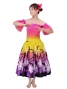 Hula Gradation Midi Dress with Lehua Print / Pink, Yellow & Purple / J1417