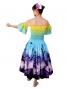 Hula Gradation Midi Dress with Lehua Print / Yellow, Blue & Purple / G1419
