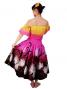 Hula Gradation Midi Dress with Lehua Print / Yellow, Pink & Brown / J1421