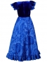 Hula Frilled Sleeves with Velvet & Plumeria Dress / Blue / J1423bl