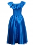 Hula Frilled Collar Long Satin Dress / Blue / J1531bl
