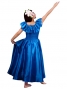Hula Frilled Collar Long Satin Dress / Blue / J1531bl