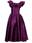 Hula Frilled Collar Long Satin Dress / Purple / J1531p