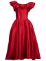 Hula Frilled Collar Long Satin Dress / Red / J1531r