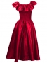 Hula Frilled Collar Long Satin Dress / Red / J1531r