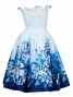 Hula Midi Dress with Flower Print / Blue / J1550bl
