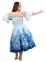 Hula Midi Dress with Flower Print / Blue / J1550bl