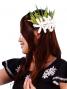 Hula Hair Clip / Tiare and Leaf / White and Light Green / J1590