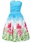 Hula Midi Dress with Lehua Print / Aqua / J1595aq