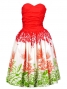 Hula Midi Dress with Lehua Print / Red / G1595r