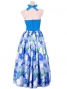 Hula Long Dress with Flower Print / Blue / G1630bl