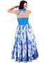 Hula Long Dress with Flower Print / Blue / G1630bl