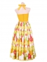 Hula Long Dress with Flower Print / Yellow / G1630y