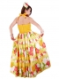 Hula Long Dress with Flower Print / Yellow / G1630y
