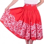 Hula Pa'u Skirt with Plumeria Print / Red / J1654