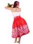 Hula Pa'u Skirt with Plumeria Print / Red / J1654