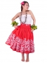 Hula Pa'u Skirt with Plumeria Print / Red / J1654